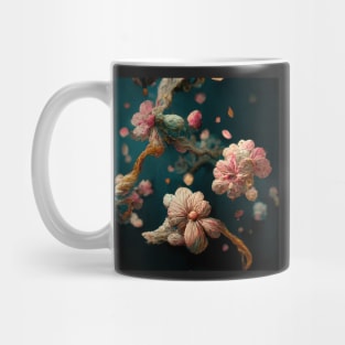 Sculpture with intricated flowers, trees, exploding and dispersing all around Mug